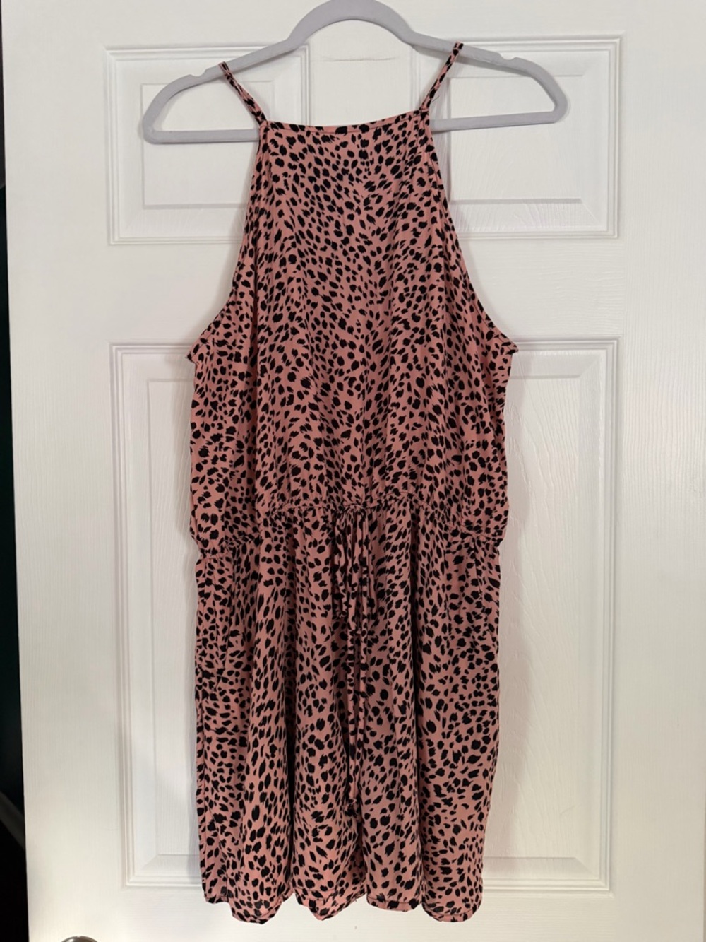 Women's Pink Leopard Print Halter romper